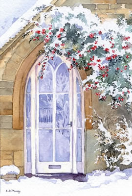 Winter doorway - watercolour by Dorothy Pavey