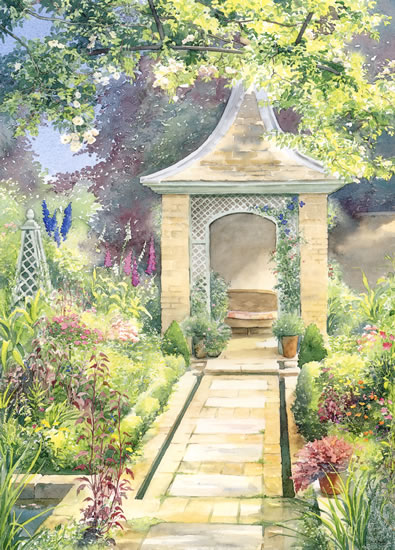 The Rill Garden - watercolour by Dorothy Pavey